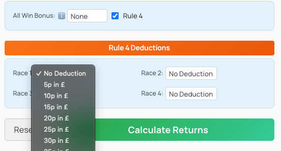 Rule 4 Deductions on Lucky 15 Calculator