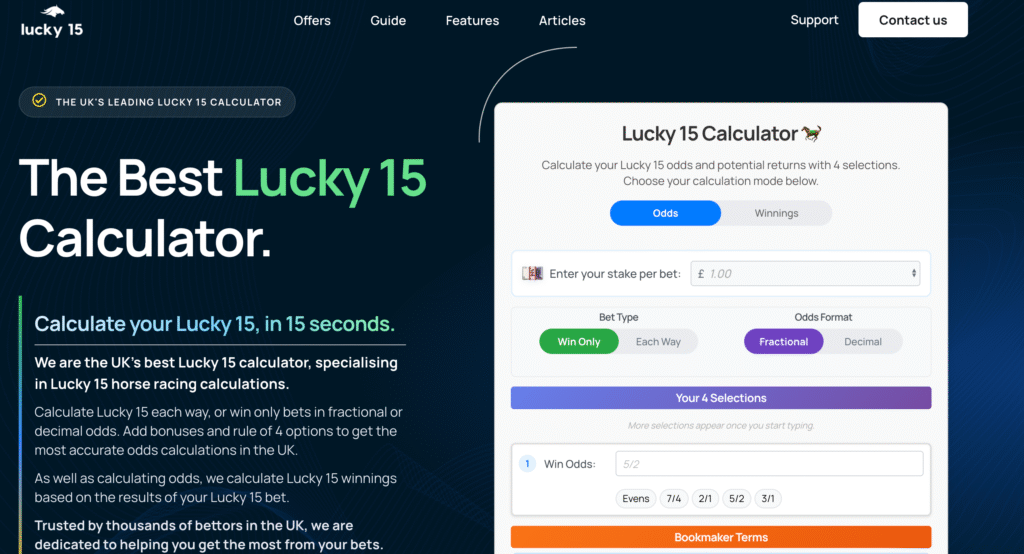 Lucky 15 Calculator (lucky15calculator.co.uk)