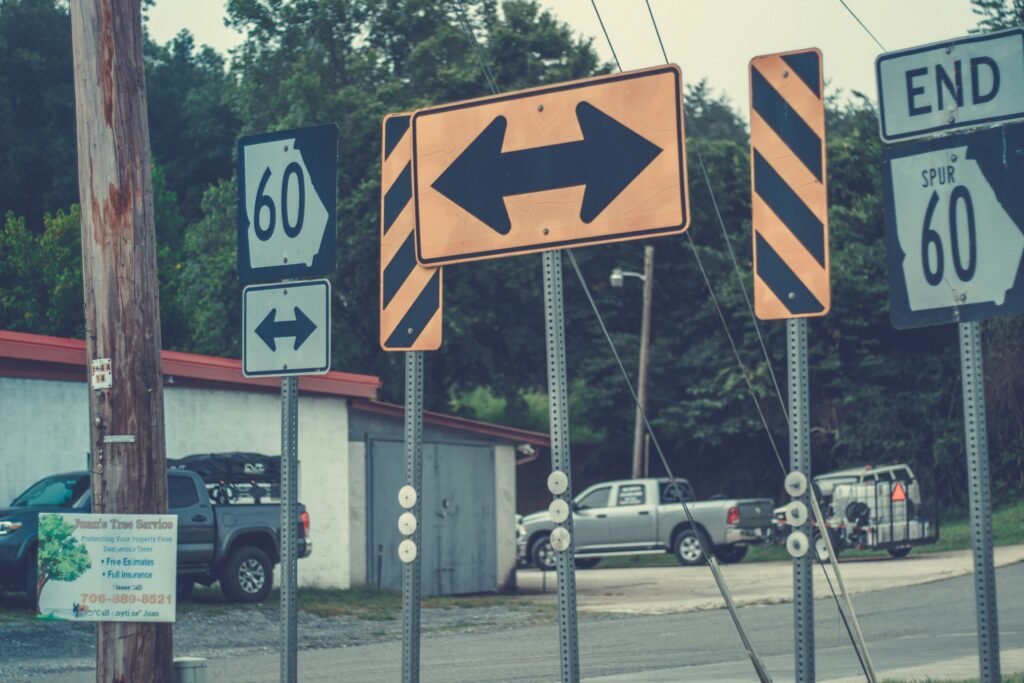Sign showing each way directions